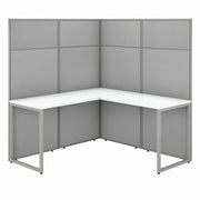 Bush Business Furniture Easy Office 60W L Shaped Cubicle Desk Workstation with 66H Panels, Pure White/Silver Gray, 60" x 24" Desk, 36" x 24" Return, 66" x 60" Panel, 1 Each