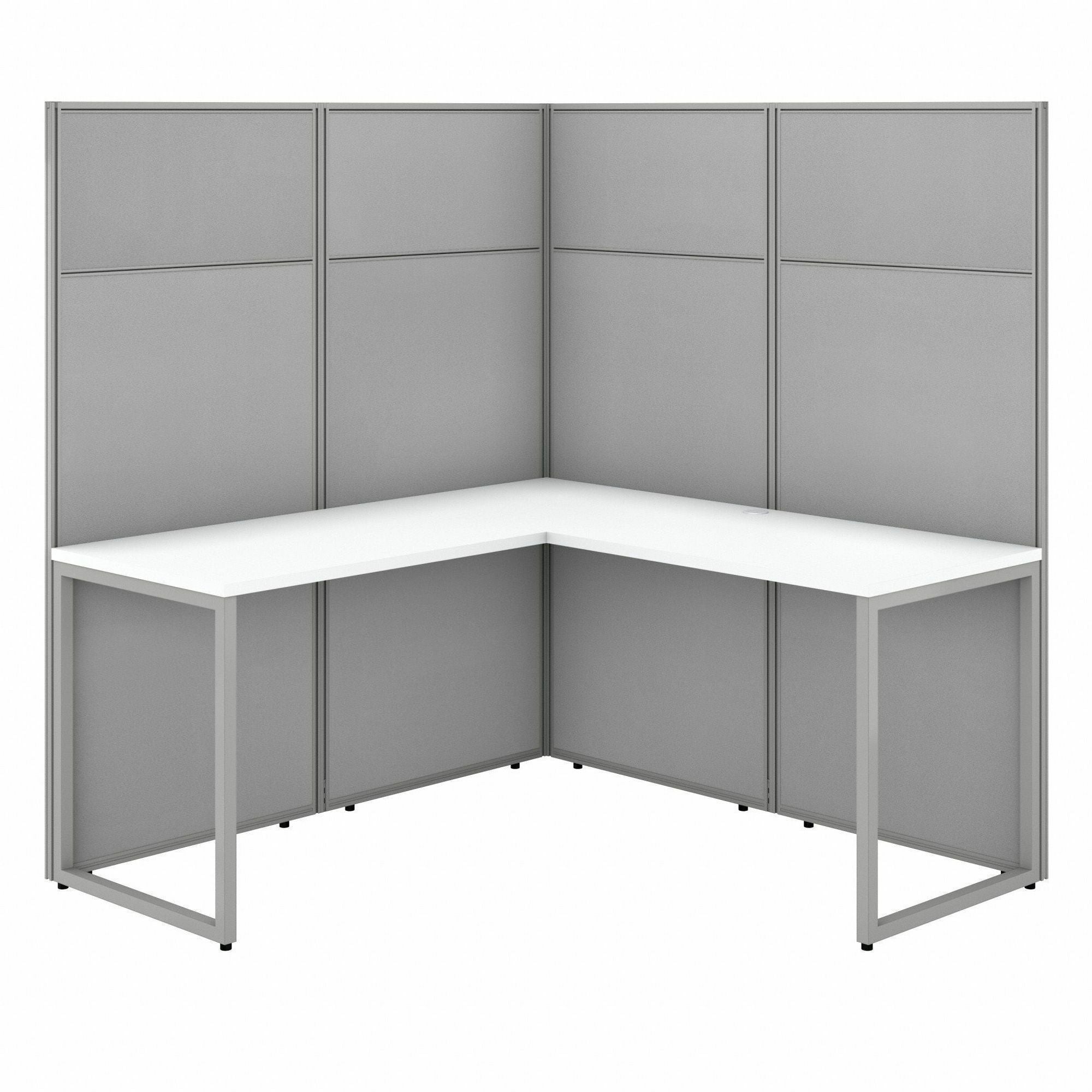 Bush Business Furniture Easy Office 60W L Shaped Cubicle Desk Workstation with 66H Panels, Pure White/Silver Gray, 60" x 24" Desk, 36" x 24" Return, 66" x 60" Panel, 1 Each
