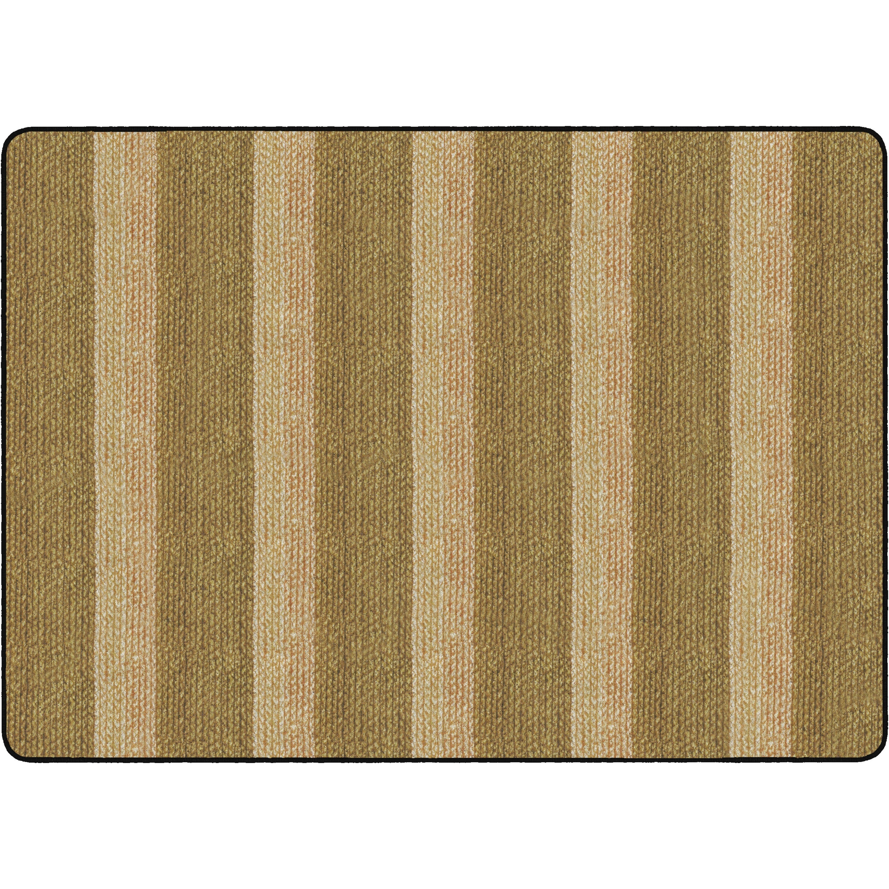 Flagship Carpets Basketweave Stripes Classroom Rug - Floor Rug - 72" Length x 100.80" Width - Rectangle - Natural - Nylon