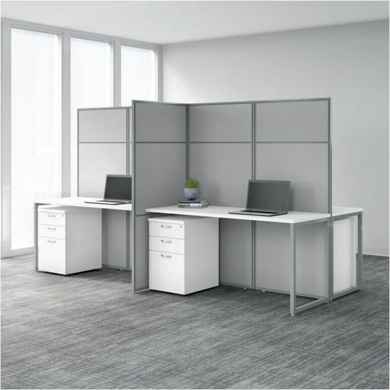Bush Business Furniture Easy Office 60W 4 Person Cubicle Desk Workstation with 45H Panels