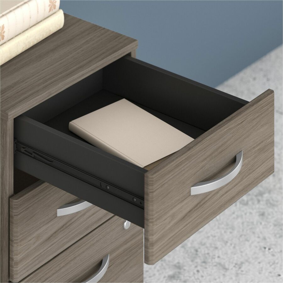 Bush Business Furniture Hybrid Collection Hickory Desking - 29.9" Height x 59.5" Width x 71.3" Length - Total Drawer(s): 3 - Finish: Modern Hickory - 1 Each