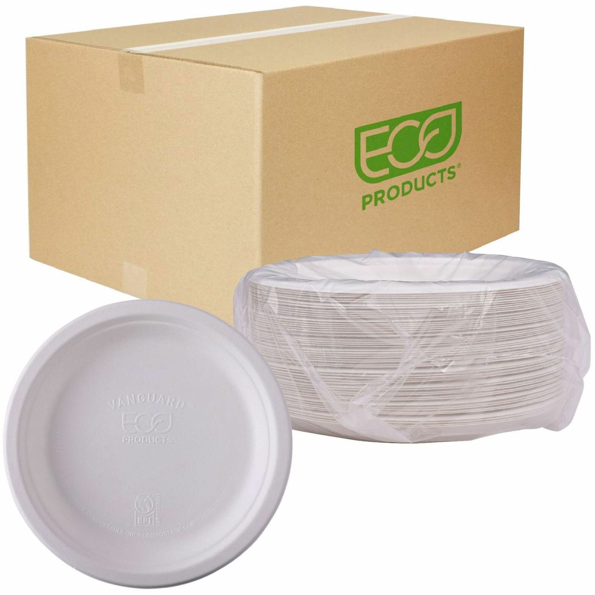 Breakroom - Disposable - Microwave Safe - 6" Diameter - White - Sugarcane Fiber Body - 1000 / Carton