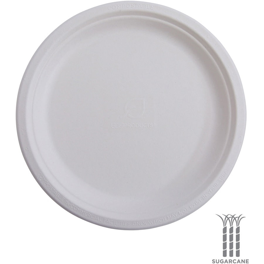 Breakroom - Disposable - Microwave Safe - 6" Diameter - White - Sugarcane Fiber Body - 1000 / Carton