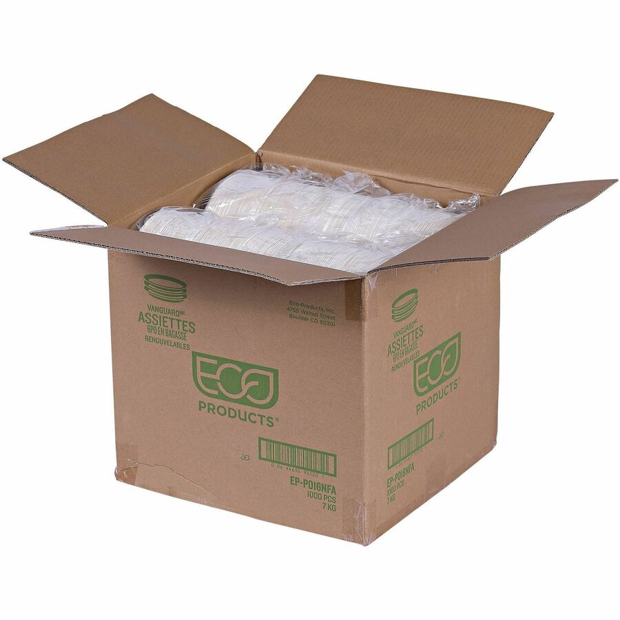 Breakroom - Disposable - Microwave Safe - 6" Diameter - White - Sugarcane Fiber Body - 1000 / Carton