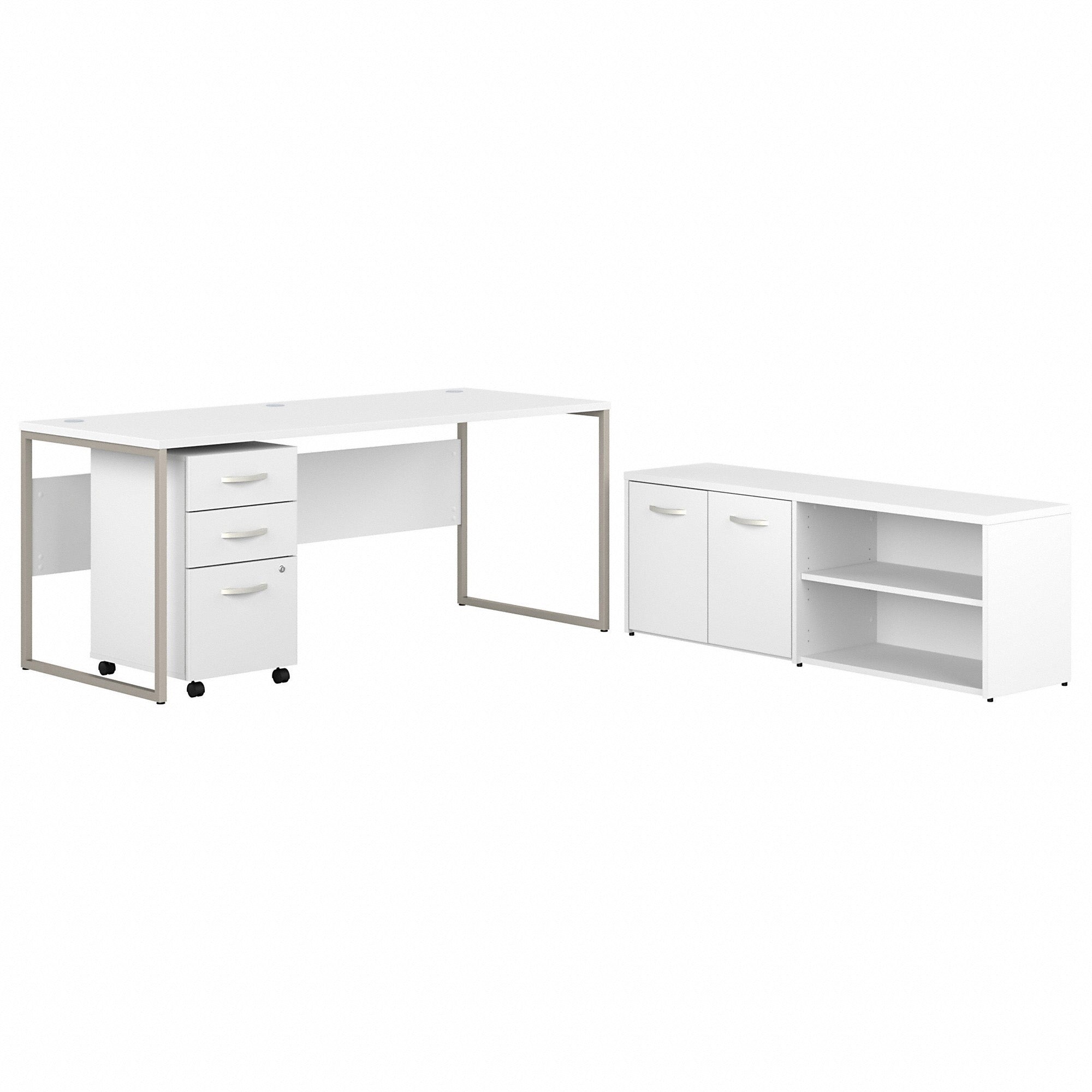 Bush Business Furniture Hybrid Collection White Desking - 29.9" Height x 71" Width x 29.4" Length - Finish: White - 1 Each