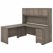 Bush Business Furniture Studio C L Shaped Desk - 65.9" Height x 71.1" Width x 71" Length - Total Drawer(s): 3 - 4 Door(s) - Finish: Modern Hickory, Thermofused Laminate (TFL) - 1 Each