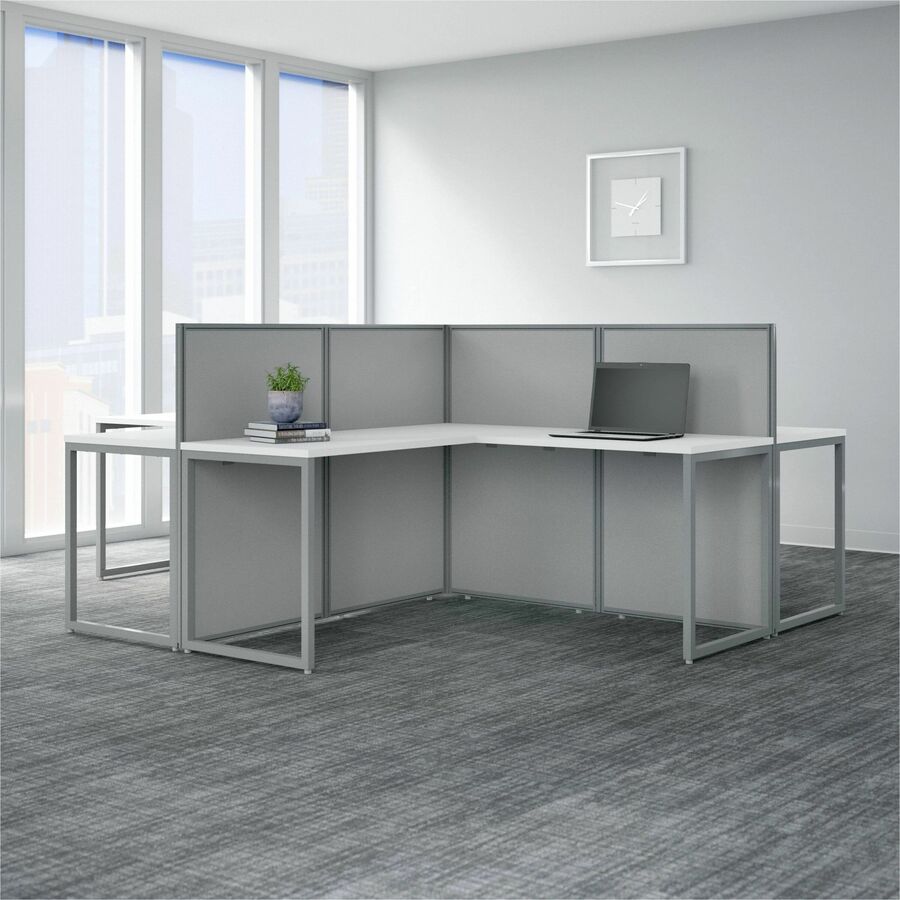 Bush Business Furniture Easy Office 60W 4 Person L Shaped Cubicle Desk Workstation with 45H Panels