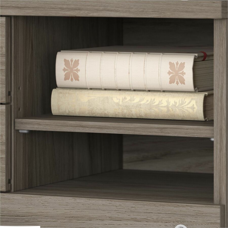 Bush Business Furniture Hybrid Office Storage Cabinet with 3 Drawers and Shelves, Modern Hickory Finish, 26" H x 30" W, 1 Each
