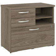 Bush Business Furniture Hybrid Office Storage Cabinet with 3 Drawers and Shelves, Modern Hickory Finish, 26" H x 30" W, 1 Each