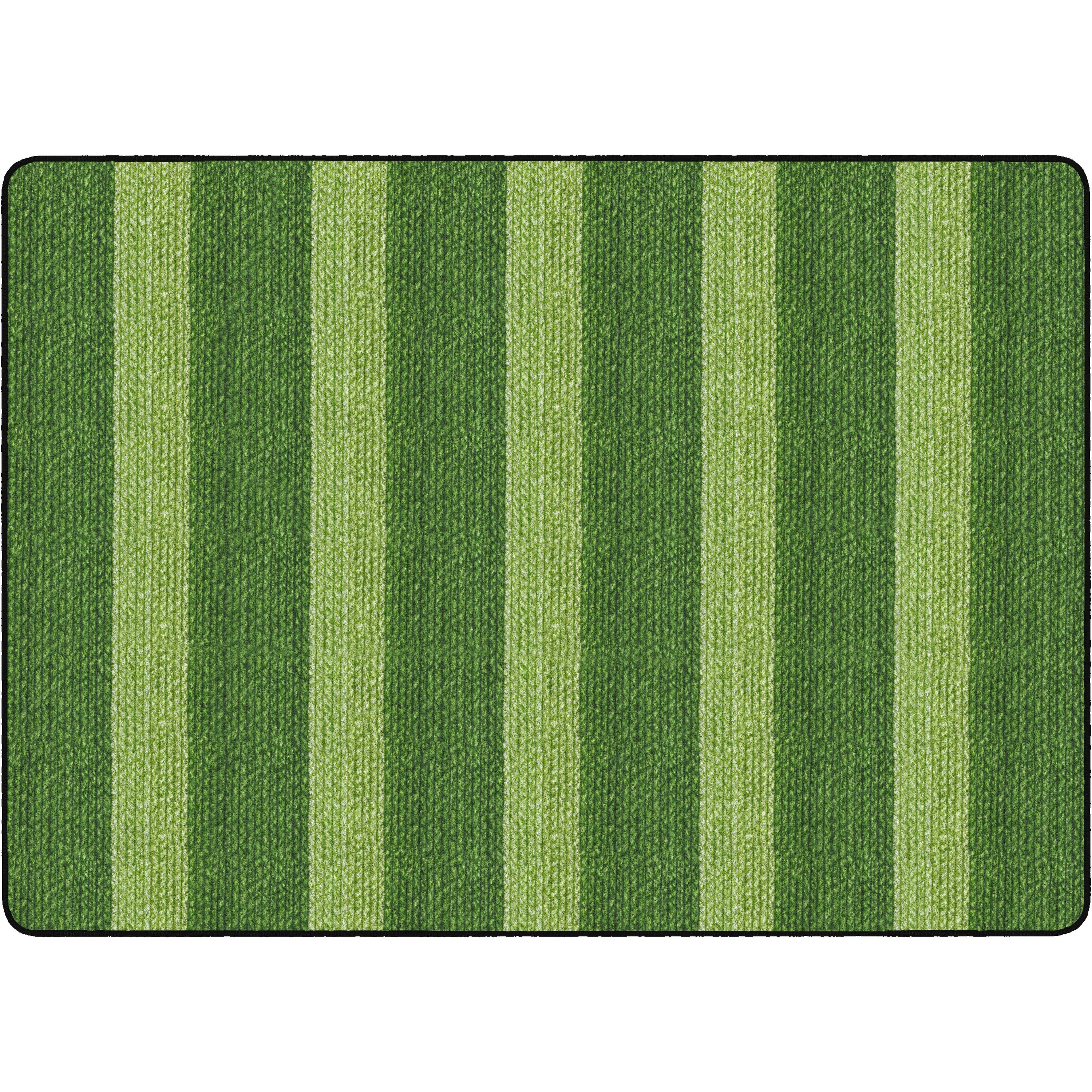 Flagship Carpets Basketweave Stripes Classroom Rug - Floor Rug - 72" Length x 100.80" Width - Rectangle - Green - Nylon
