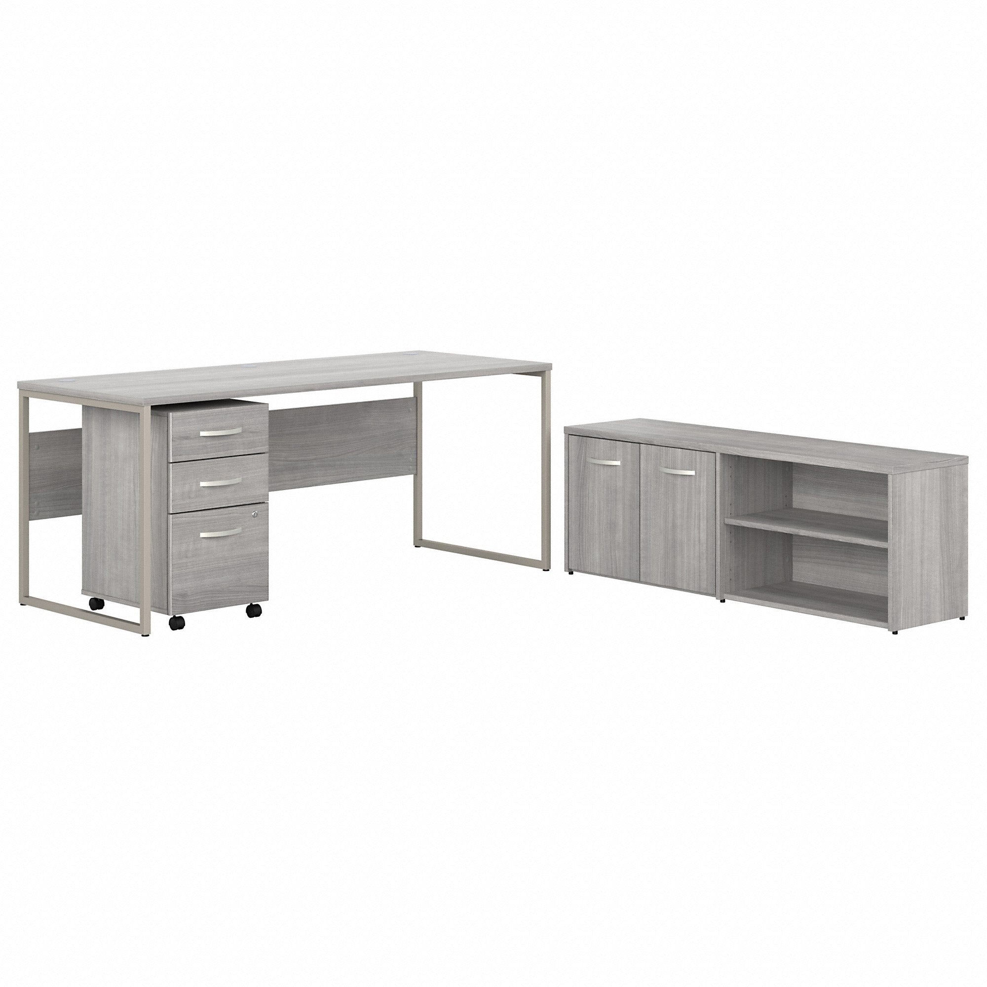 Bush Business Furniture Hybrid Platinum Gray Desking - 29.9" Height x 71" Width x 29.4" Length - Finish: Platinum Gray - 1 Each