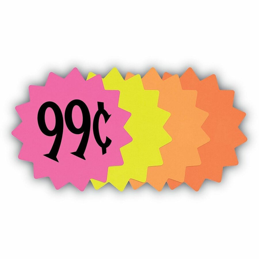 4" Width x 4" Height - Round Shape - Durable, Fluorescent, Die-cut - Information, Display - Card Stock - Fluorescent Pink, Fluorescent Light Orange, Fluorescent Orange, Fluorescent Green - 1 Each
