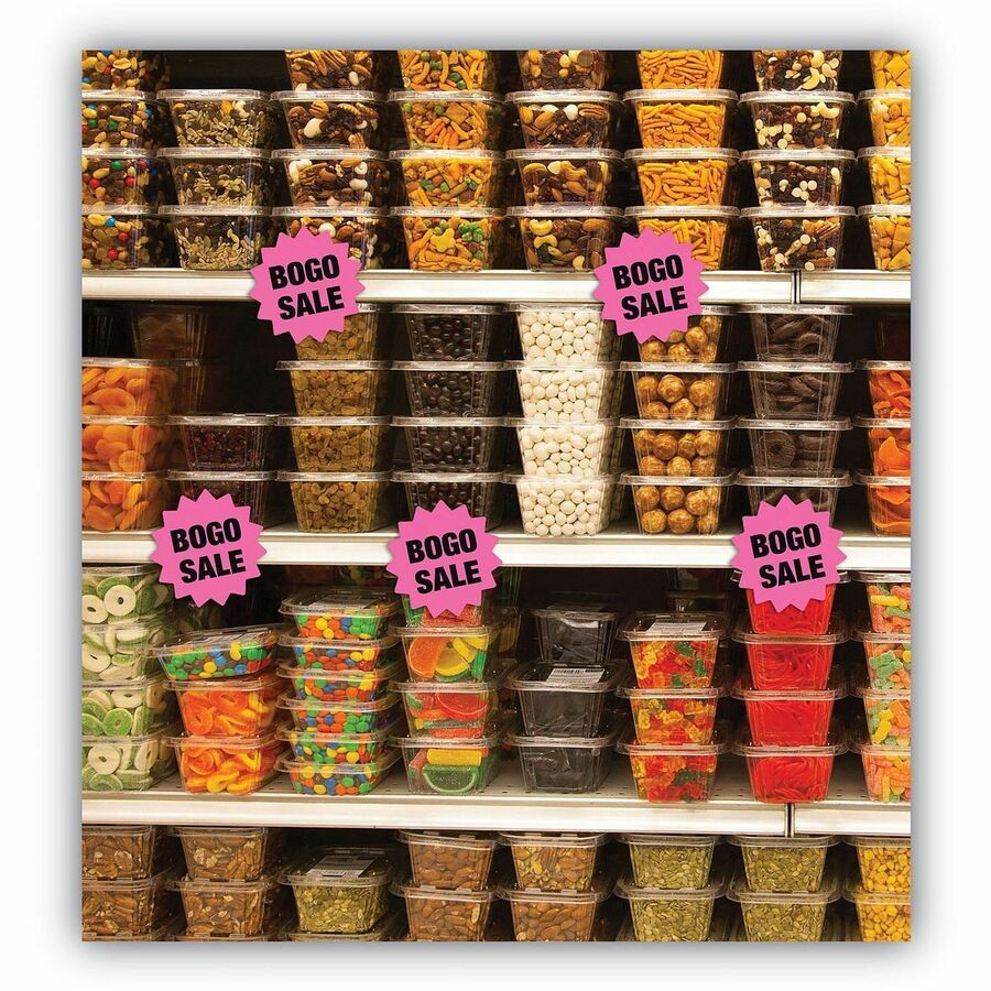 4" Width x 4" Height - Round Shape - Durable, Fluorescent, Die-cut - Information, Display - Card Stock - Fluorescent Pink, Fluorescent Light Orange, Fluorescent Orange, Fluorescent Green - 1 Each