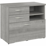 Bush Business Furniture Hybrid Office Storage Cabinet with 3 Drawers and Shelves, Platinum Gray, 26"H x 30"W, 1 Each