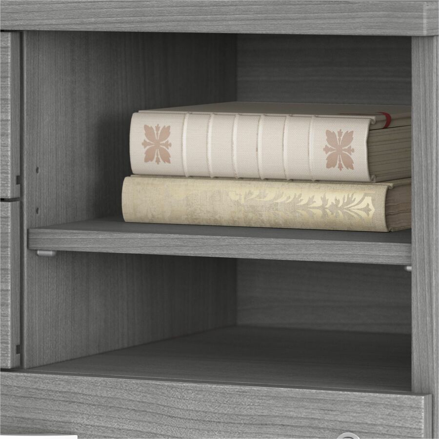 Bush Business Furniture Hybrid Office Storage Cabinet with 3 Drawers and Shelves, Platinum Gray, 26"H x 30"W, 1 Each