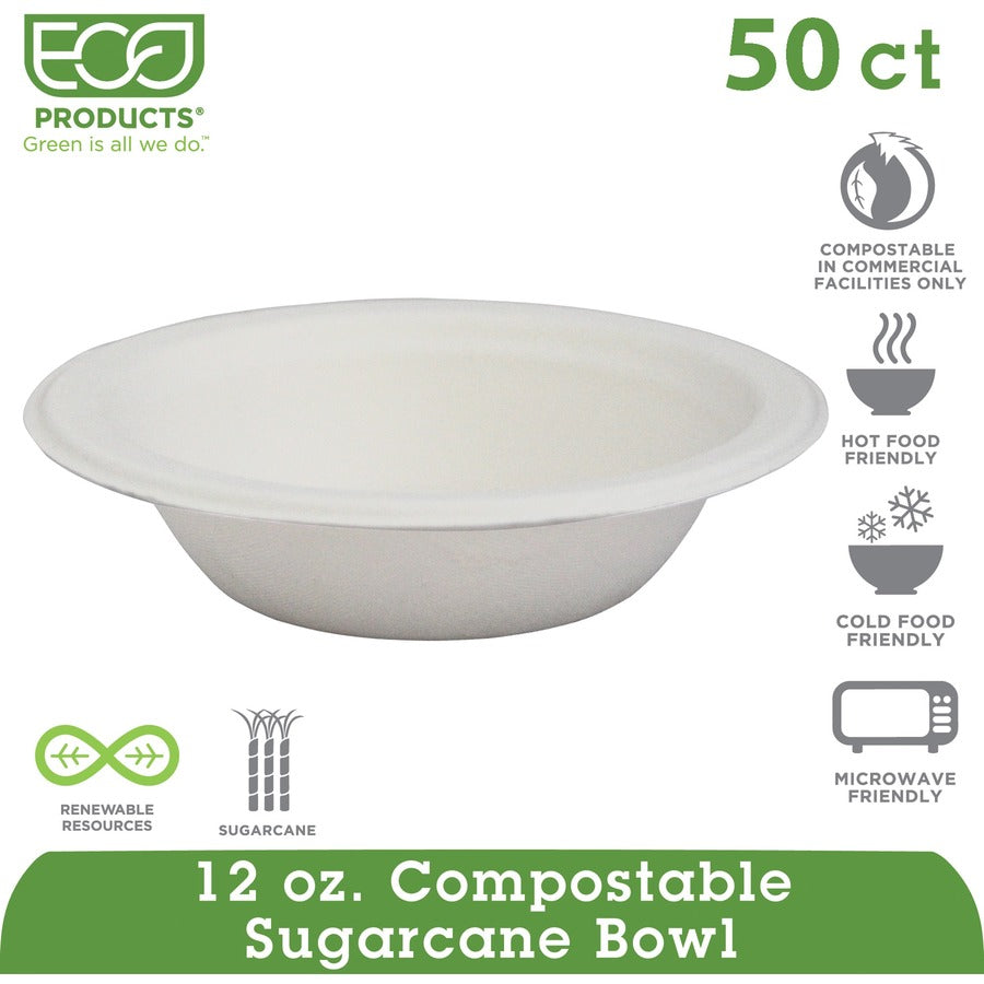 Breakroom - Disposable - Microwave Safe - White - Sugarcane Fiber Body - 1000 / Carton
