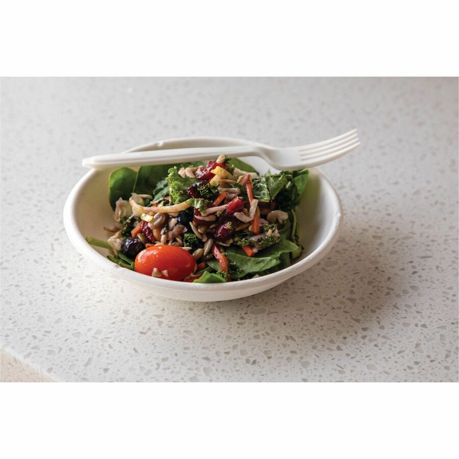 Breakroom - Disposable - Microwave Safe - White - Sugarcane Fiber Body - 1000 / Carton