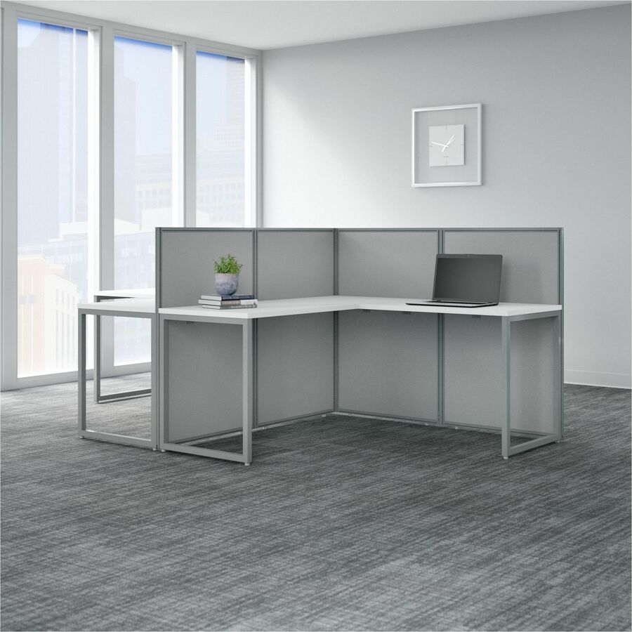Bush Business Furniture Easy Office 60W 2 Person L Shaped Cubicle Desk Workstation with 45H Panels