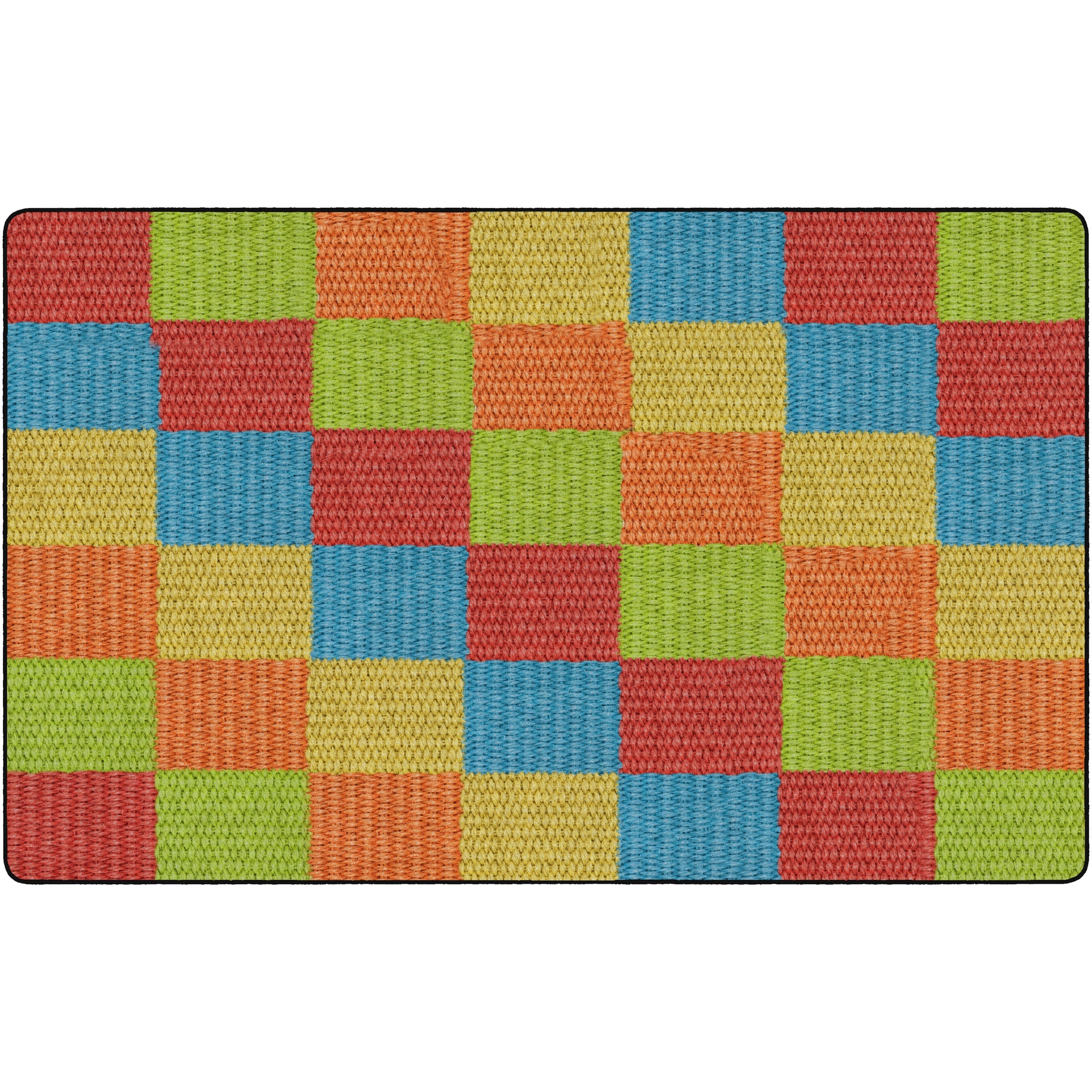Flagship Carpets Basketweave Blocks Class Rug - Floor Rug - 91.20" Length x 12 ft Width - Rectangle - Multi - Nylon
