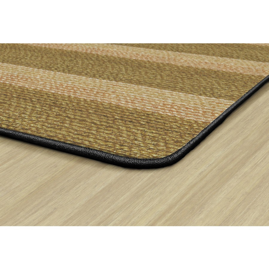 Flagship Carpets Basketweave Stripes Classroom Rug - Floor Rug - 91.20" Length x 12 ft Width - Rectangle - Natural - Nylon