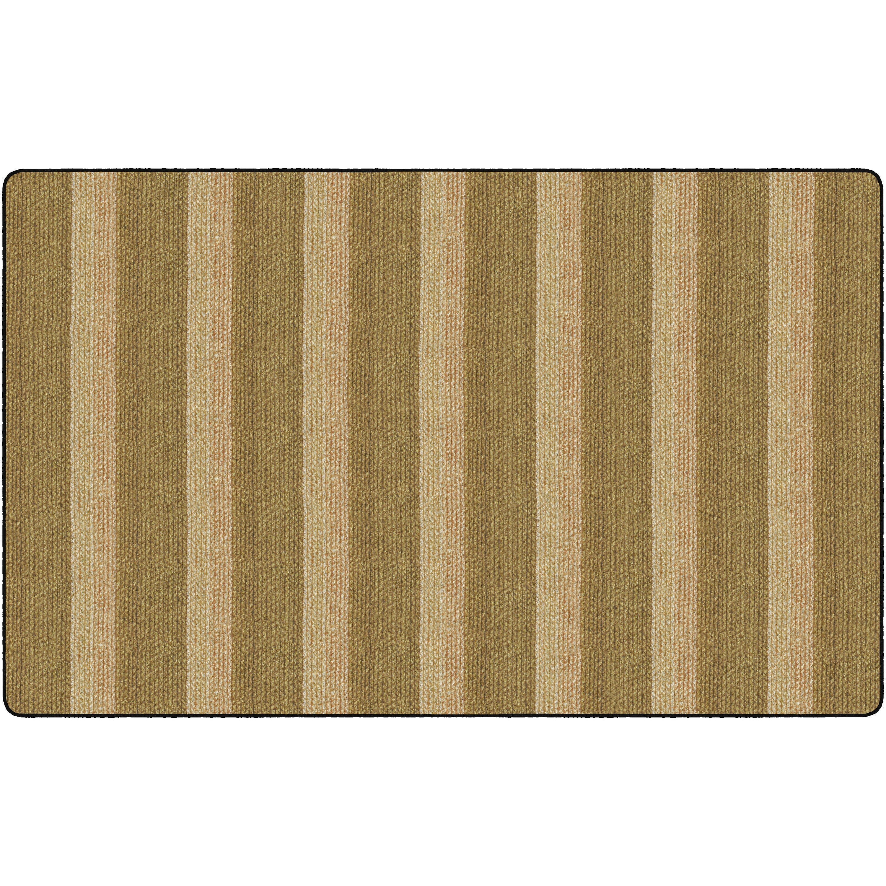 Flagship Carpets Basketweave Stripes Classroom Rug - Floor Rug - 91.20" Length x 12 ft Width - Rectangle - Natural - Nylon