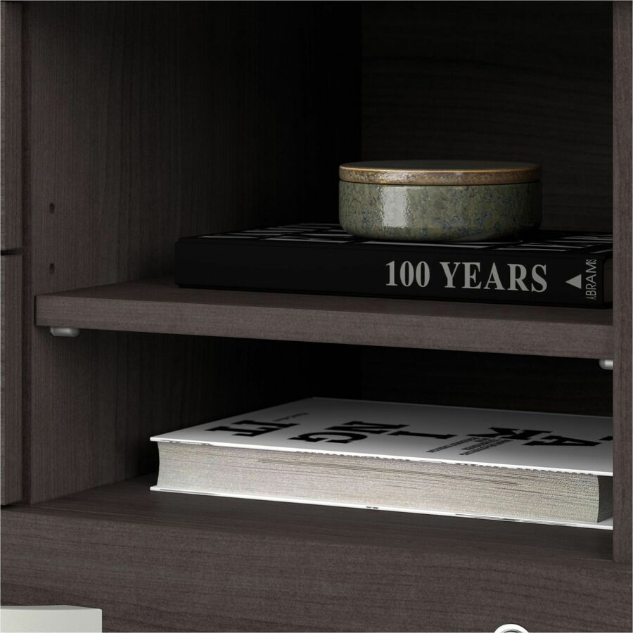 Bush Business Furniture Hybrid Office Storage Cabinet with 3 Drawers and Shelves, Storm Gray, 26" H x 30" W, 1 Each