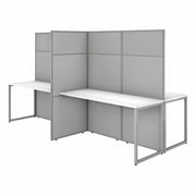 Bush Business Furniture Easy Office 60W 4 Person Cubicle Desk Workstation with 66H Panels, Pure White/Silver Gray, 1 Each