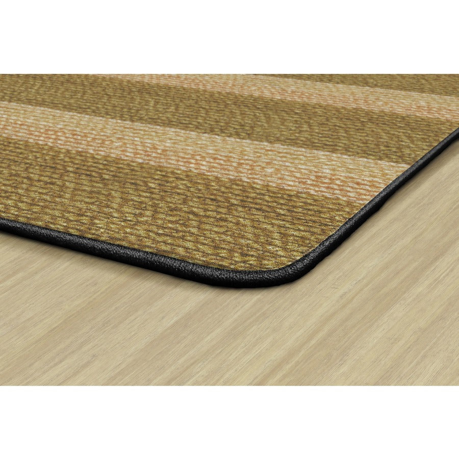 Flagship Carpets Basketweave Stripes Classroom Rug - Floor Rug - 10.60 ft Length x 13.20 ft Width - Rectangle - Natural - Nylon