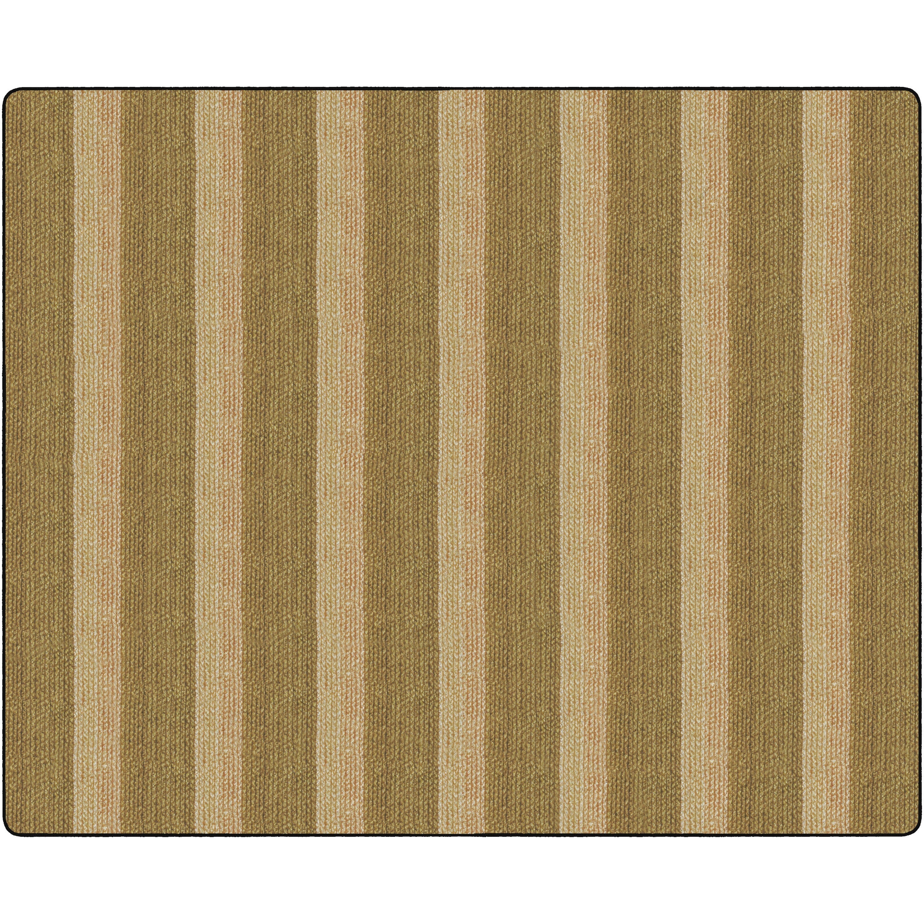 Flagship Carpets Basketweave Stripes Classroom Rug - Floor Rug - 10.60 ft Length x 13.20 ft Width - Rectangle - Natural - Nylon