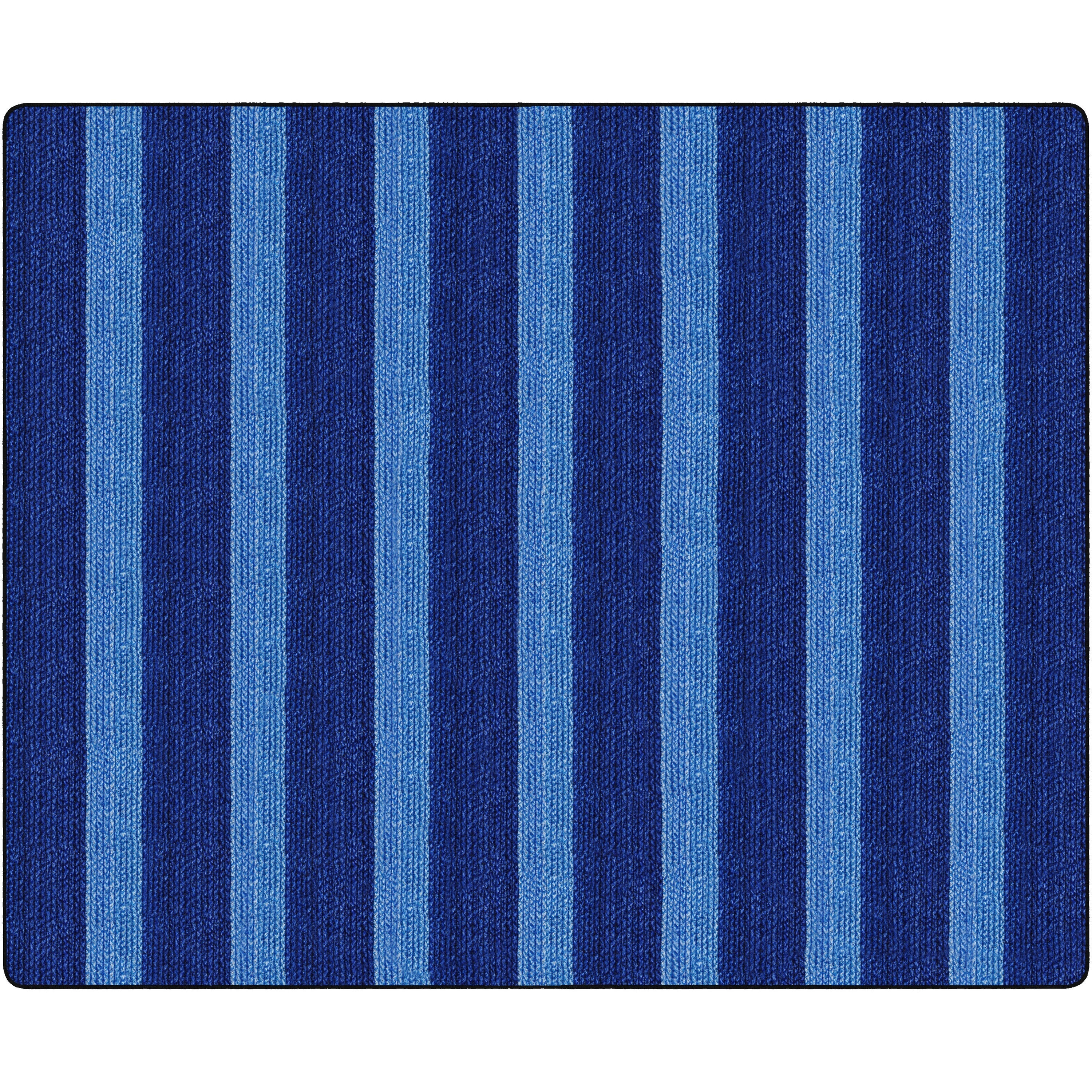 Flagship Carpets Basketweave Stripes Classroom Rug - Floor Rug - 10.60 ft Length x 13.20 ft Width - Rectangle - Blue - Nylon