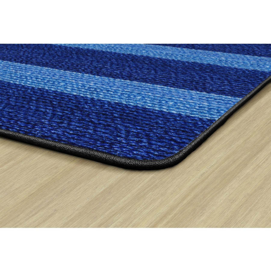 Flagship Carpets Basketweave Stripes Classroom Rug - Floor Rug - 10.60 ft Length x 13.20 ft Width - Rectangle - Blue - Nylon