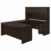 Bush Business Furniture Studio C 72W x 36D U Shaped Desk with Hutch and 3-Drawer Mobile File Cabinet, Black Walnut, 1 Each