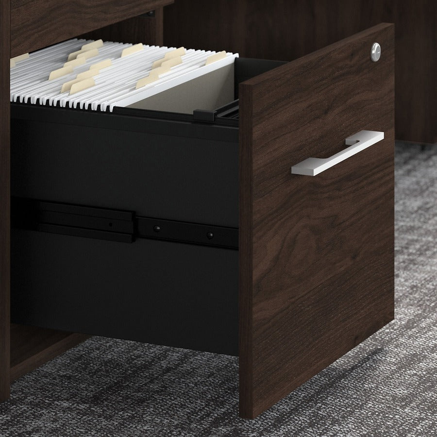 Bush Business Furniture Office 500 Black Walnut U-Shaped Desk with Hutch, 5 Drawers, Thermofused Laminate, 70.1" H x 71" W x 100.4" L, 1 Each