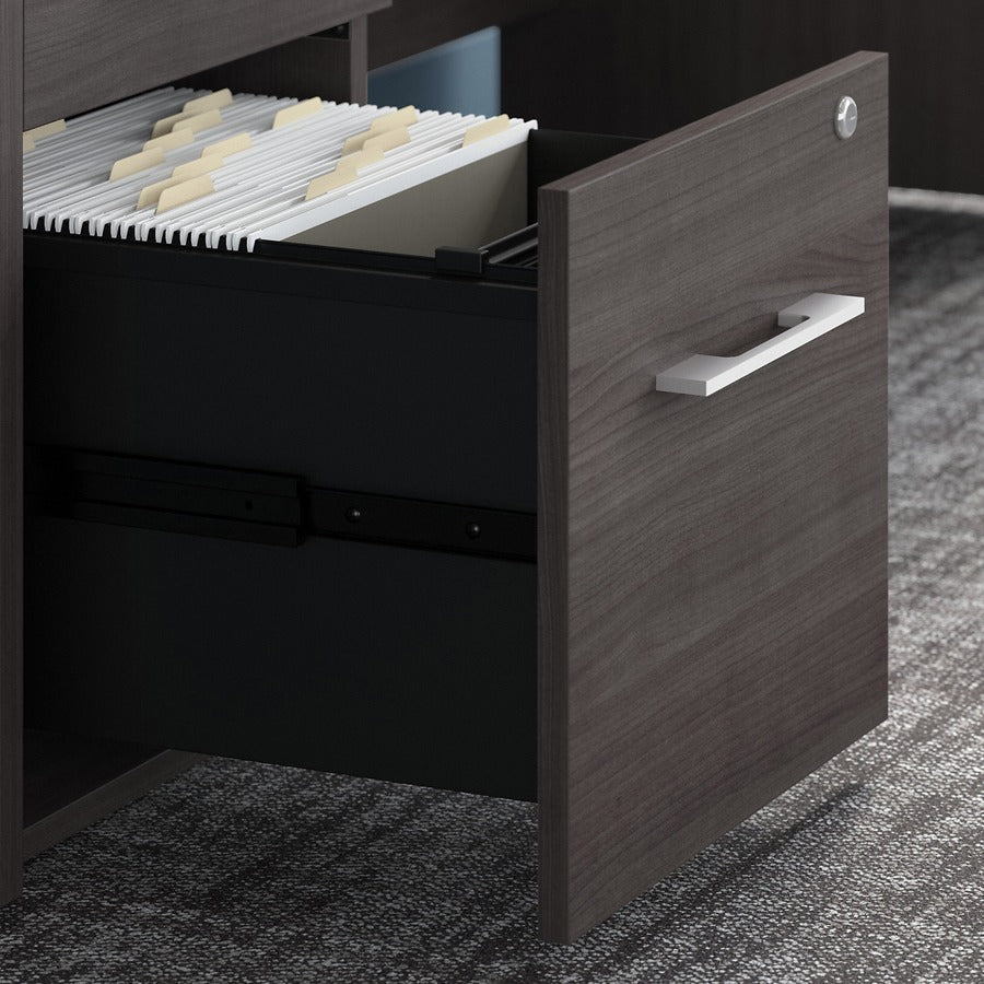 Bush Business Furniture Office 500 Storm Gray U-Shaped Desk Set, 70.1"H x 71"W x 100.4"L, 5 Drawers, Thermofused Laminate, Includes Hutch, 1 Each