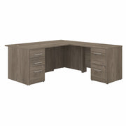 Bush Business Furniture Office 500 Black Walnut L-Shaped Desk, 29.8"H x 71"W x 77.1"L, 5 Drawers, Modern Hickory Thermofused Laminate, 1 Each