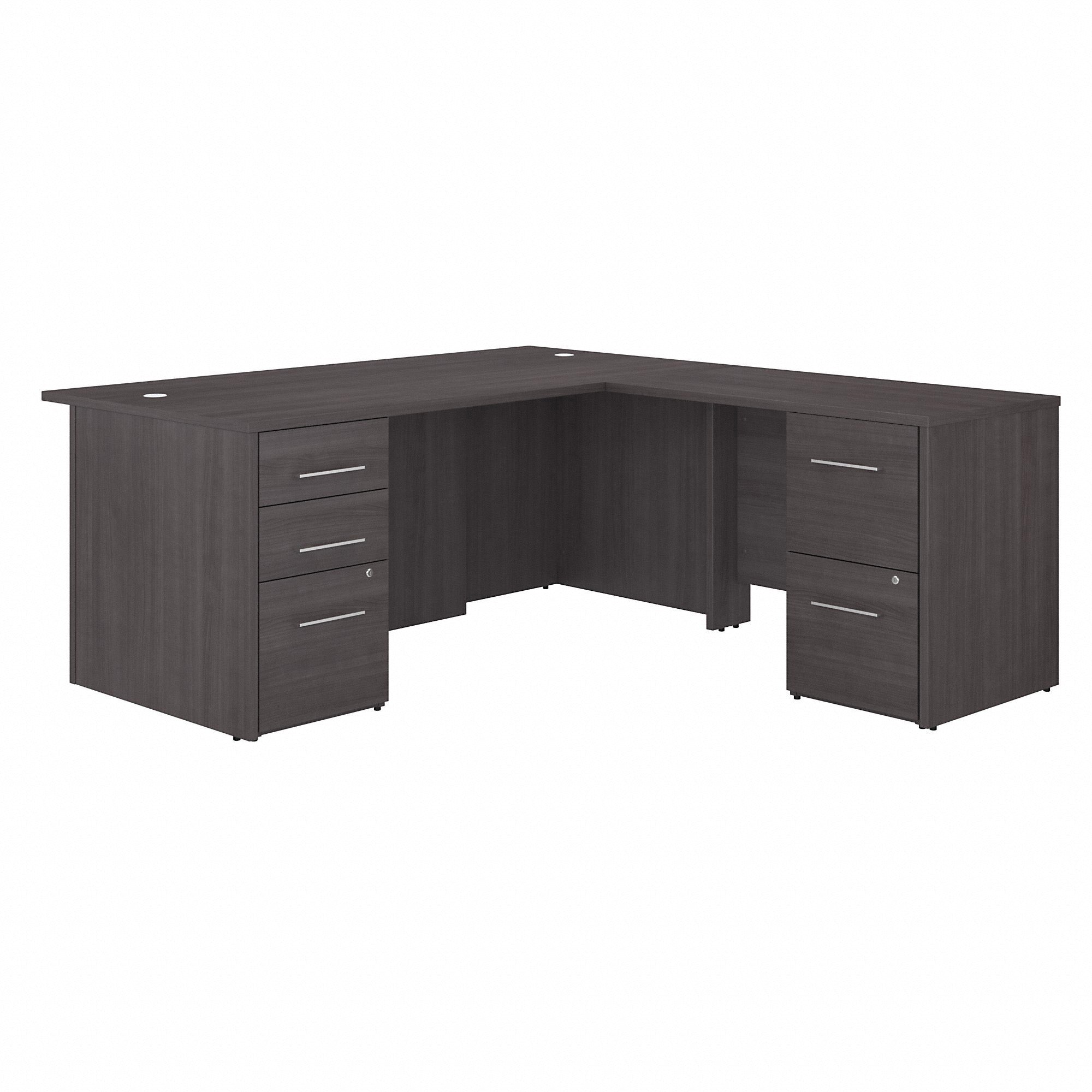 Bush Business Furniture Office 500 Storm Gray L-Shaped Desk, 29.8"H x 71"W x 77.1"L, 5 Drawers, Thermofused Laminate, 1 Each