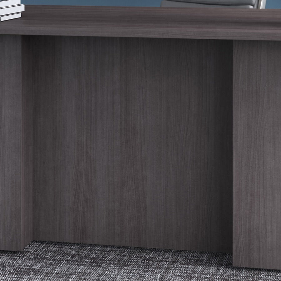 Bush Business Furniture Office 500 Storm Gray U-Shaped Desk Set, 29.8"H x 71"W x 108.4"L, 5 Drawers, Height Adjustable, Includes 1 Executive Desk, 1 Credenza Desk, 1 Standing Desk Bridge, 1 3-Drawer and 1 2-Drawer File Cabinet