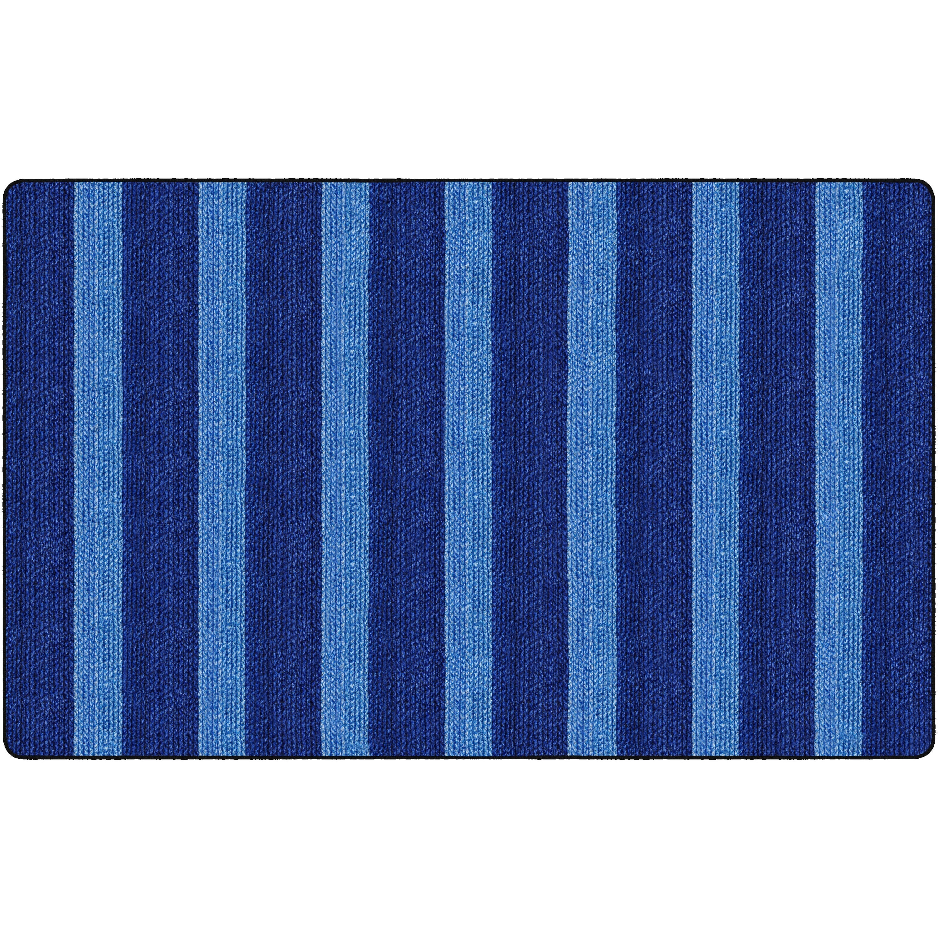 Flagship Carpets Basketweave Stripes Classroom Rug, Rectangle, Blue, Nylon, 91.20" Length x 12 ft Width, 1 Each