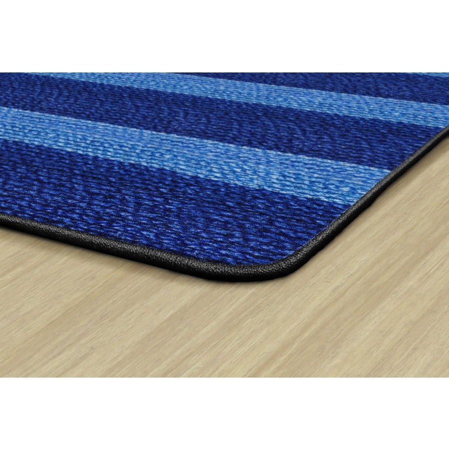 Flagship Carpets Basketweave Stripes Classroom Rug, Rectangle, Blue, Nylon, 91.20" Length x 12 ft Width, 1 Each