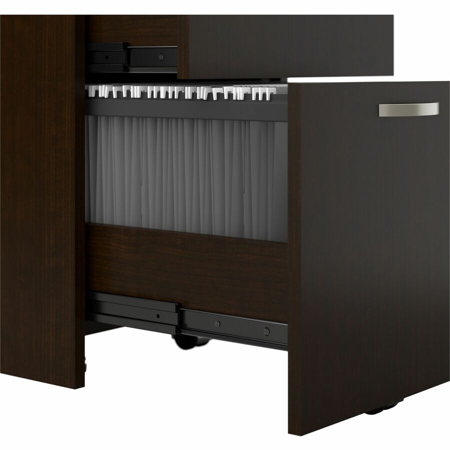 Bush Business Furniture Easy Office 60W Desk with 3-Drawer File Cabinet and 66H Closed Panels, Mocha Cherry, 1 Each
