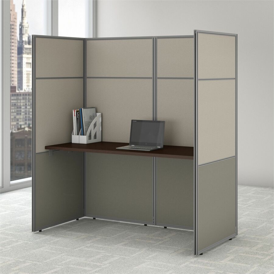 Bush Business Furniture Easy Office 60W Cubicle Desk Workstation with 66H Closed Panels, Mocha Cherry Finish, 60" x 24" Desk, Set of 2 Panels, 1 Each