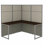 Bush Business Furniture Easy Office 60W L Shaped Cubicle Desk Workstation with 66H Panels, Mocha Cherry, 1 Each, includes 60"W x 24"D desk, 36"W x 24"D return, and 2 panels (60"W x 66"H)