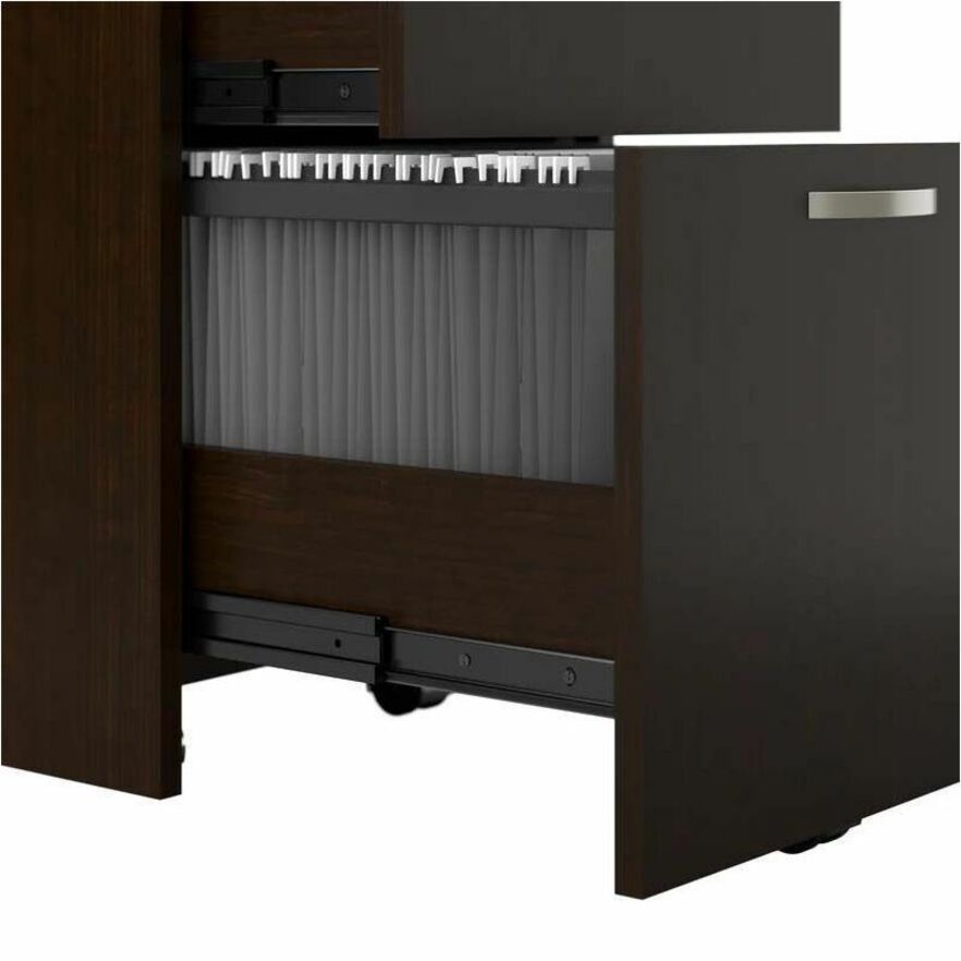 Bush Business Furniture Easy Office 60W 2 Person Cubicle Desk Set, 2 Desks, 2 File Cabinets, 2 66H Panels, Mocha Cherry, 1 Each