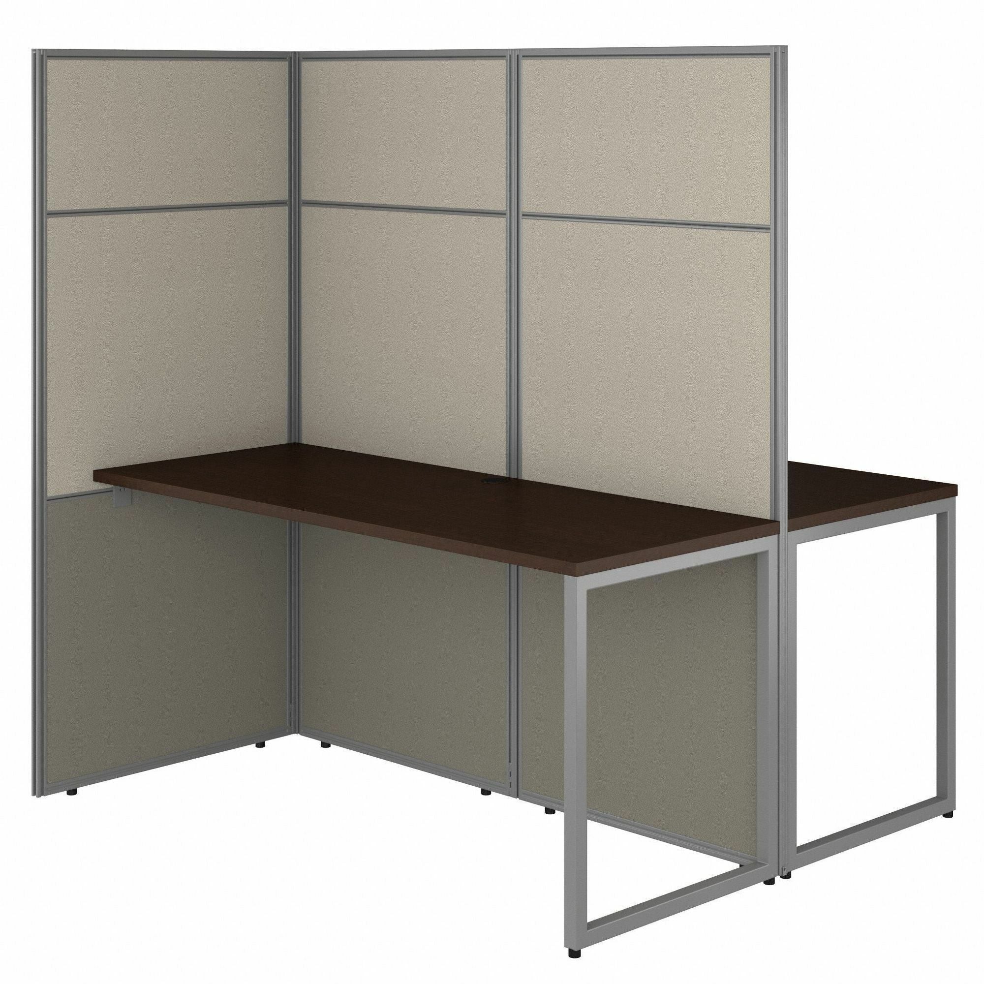 Bush Business Furniture Easy Office 60W 2 Person Cubicle Desk Workstation with 66H Panels, Mocha Cherry, Set of 2 Desks and 2 Panels, 1 Each