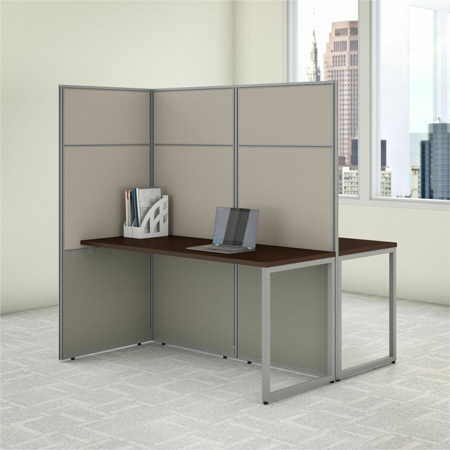 Bush Business Furniture Easy Office 60W 2 Person Cubicle Desk Workstation with 66H Panels, Mocha Cherry, Set of 2 Desks and 2 Panels, 1 Each