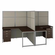 Bush Business Furniture Easy Office 60W 2 Person L Shaped Cubicle Desk with 6 Drawers, 66H Panels, Mocha Cherry, 1 Each