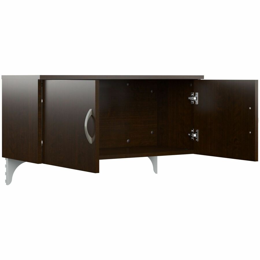 Bush Business Furniture Easy Office 60W 4 Person Cubicle Desk Set with 4 Desks, 3 Panels, and 4 Mobile File Cabinets, Mocha Cherry Finish, 1 Each