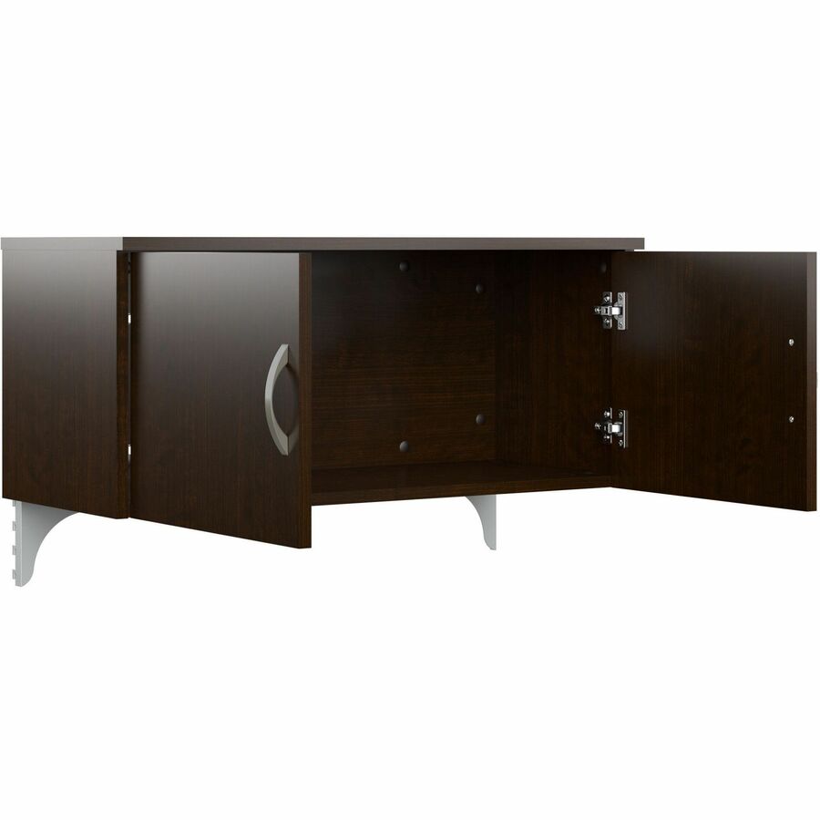 Bush Business Furniture Easy Office 60W 4 Person Cubicle Desk Set with 4 Desks, 3 Panels, and 4 Mobile File Cabinets, Mocha Cherry Finish, 1 Each