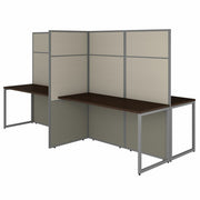 Bush Business Furniture Easy Office 60W 4 Person Cubicle Desk Workstation with 66H Panels, Mocha Cherry Finish, Includes 4 Desks and 3 Panels, 66" H x 60" W x 119" D, 1 Each