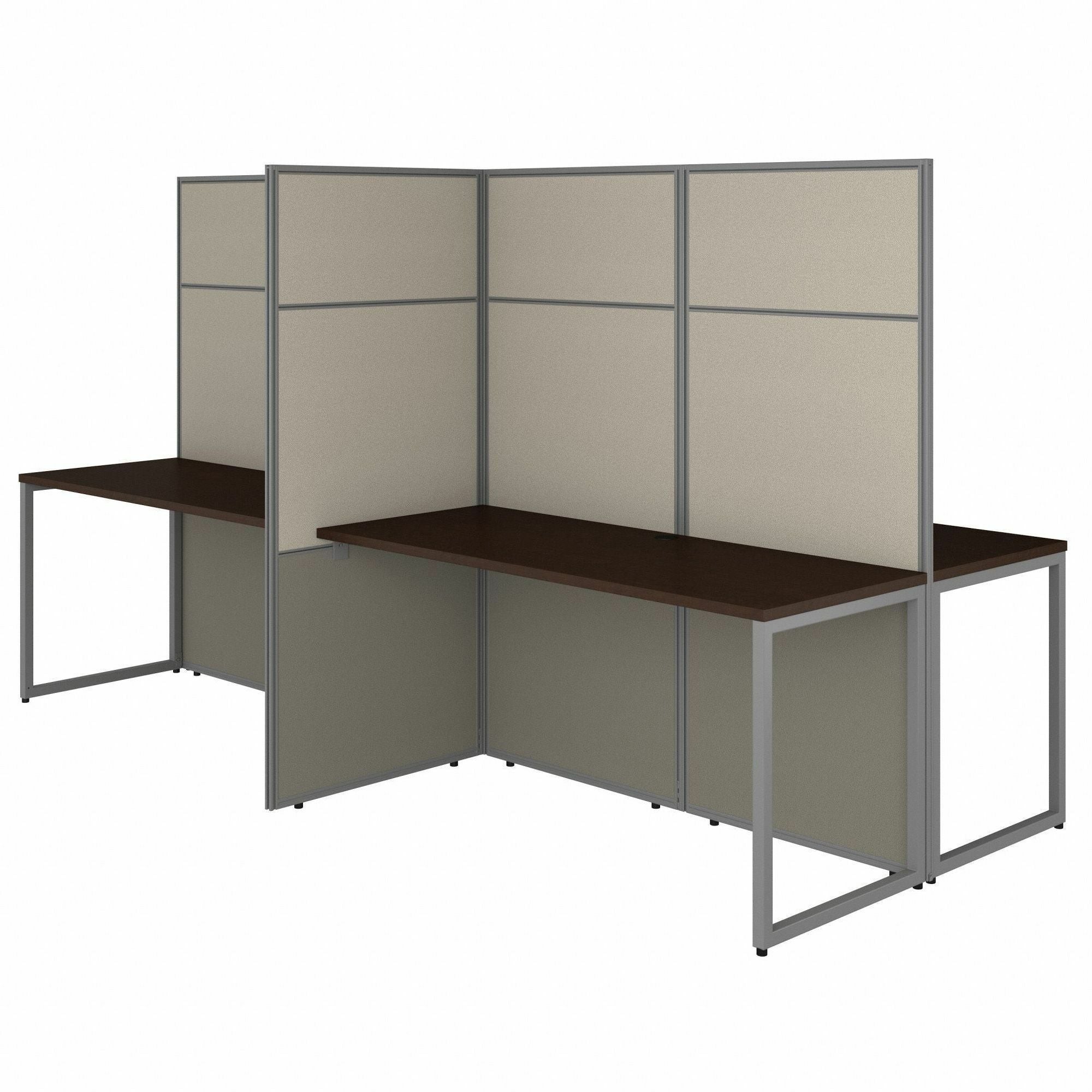 Bush Business Furniture Easy Office 60W 4 Person Cubicle Desk Workstation with 66H Panels, Mocha Cherry Finish, Includes 4 Desks and 3 Panels, 66" H x 60" W x 119" D, 1 Each
